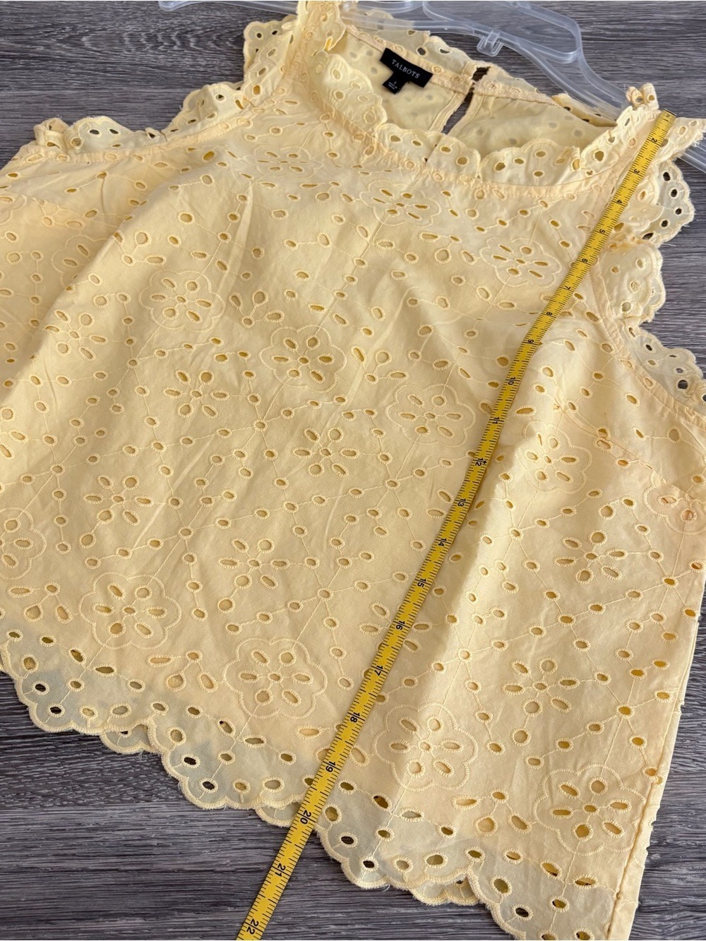 Talbots Yellow Eyelet Scalloped Tank Top Size S - Picture 5 of 6